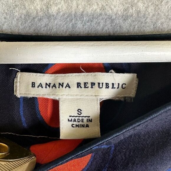 Banana Republic Women’s Size Small Silk Mini Dress Blue Red White Patterned - Picture 2 of 6